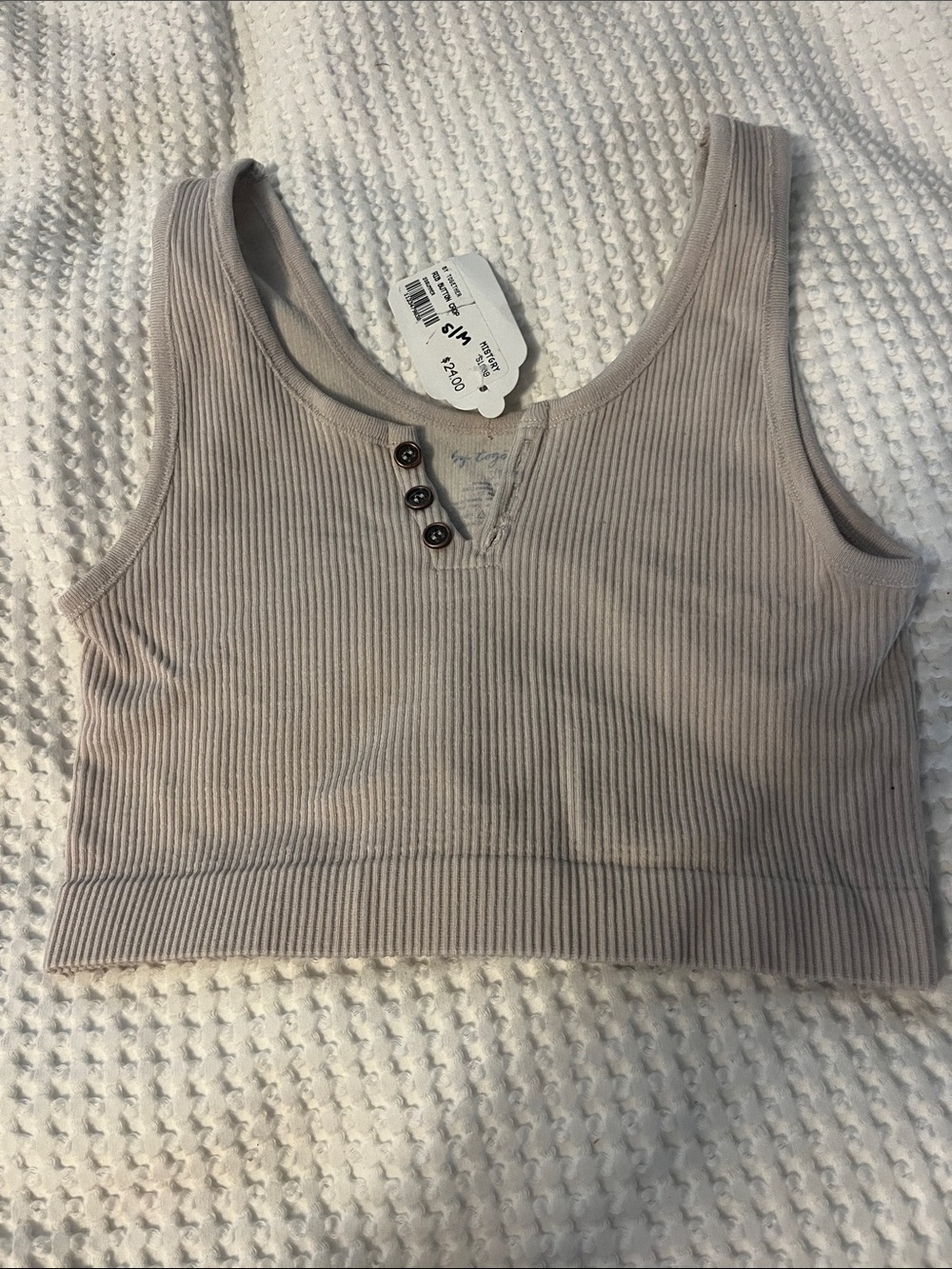 By Together Ribbed Crop Tank in Taupe
